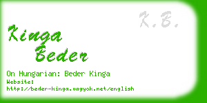 kinga beder business card